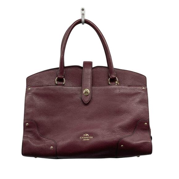 Coach Burgundy Pebbled Leather Mercer Satchel - Picture 1 of 6